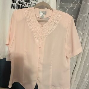 Kathie Lee Collection Light Pink Lace Blouse